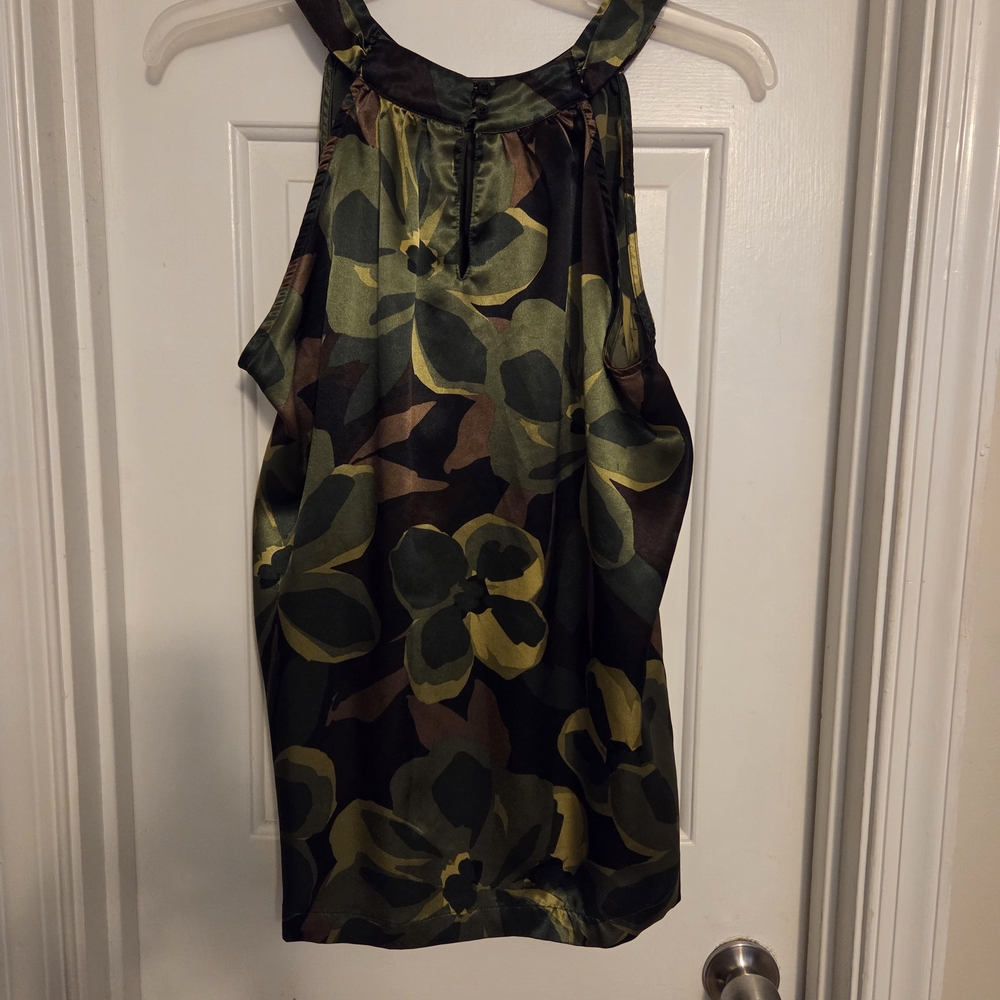 Apt. 9 Flower Patterned Sleeveless Blouse In Shades Of Greens/Browns. Size XL - Picture 6 of 11